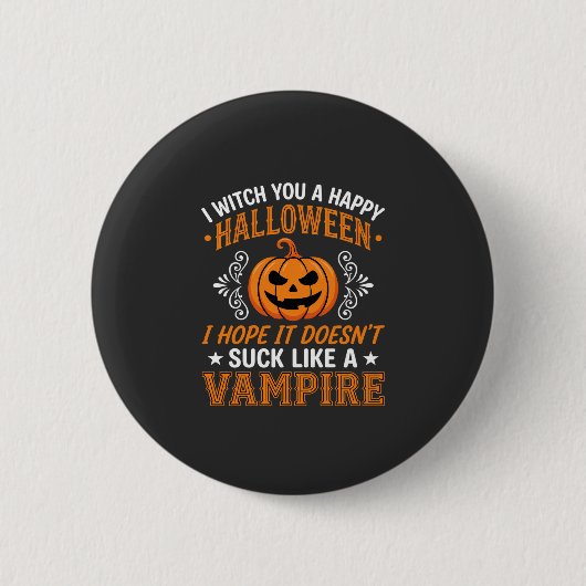 Lustiger Halloween Vampir Kürbis Button (Vorderseite)
