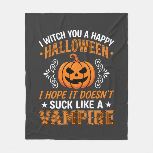 Lustiger Halloween Vampir Kürbis Fleecedecke (Vorderseite)