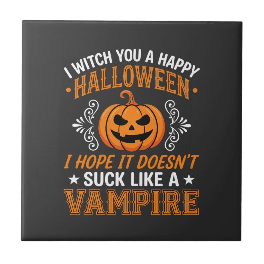 Lustiger Halloween Vampir Kürbis Fliese (Vorderseite)