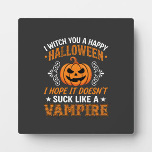 Lustiger Halloween Vampir Kürbis Fotoplatte