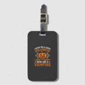 Lustiger Halloween-Vampir-Kürbis Gepäckanhänger (Vorderseite Vertikal)