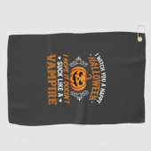 Lustiger Halloween Vampir Kürbis Golfhandtuch (Horizontal)