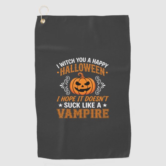 Lustiger Halloween Vampir Kürbis Golfhandtuch (Vorderseite)