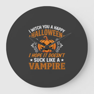 Lustiger Halloween Vampir Kürbis Große Wanduhr