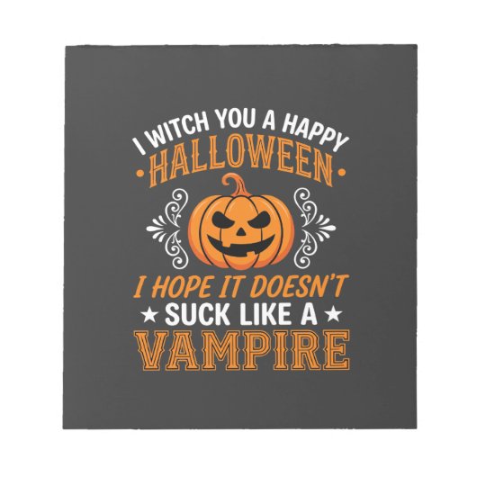 Lustiger Halloween Vampir Kürbis Notizblock (Vorderseite)