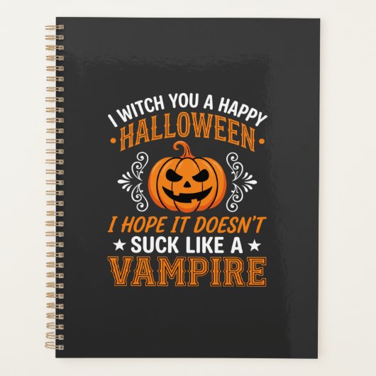 Lustiger Halloween Vampir Kürbis Planer (Vorderseite)