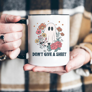 Lustiger Halloween Vintage-Geist & Blumen Kaffeebe Zweifarbige Tasse