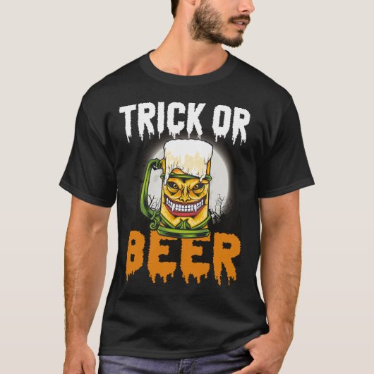 Lustiger Halloween Zombie Bier Lustiger Trick oder T-Shirt (Vorderseite)