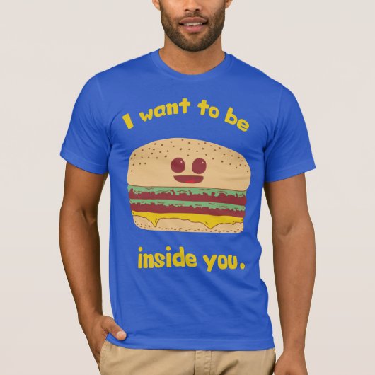 Lustiger Hamburger-Cartoon - ich will, um T-Shirt (Vorderseite)