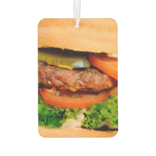 Lustiger Hamburger-Cheeseburger ganz über Autolufterfrischer