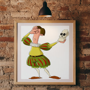 Lustiger Hamlet Shakespeare Schauspieler hält Tote Poster