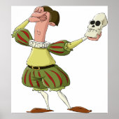 Lustiger Hamlet Shakespeare Schauspieler hält Tote Poster (Vorne)