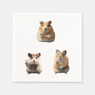 Lustiger Hamster-Meme-Friedenszeichen Serviette