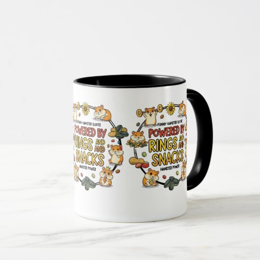 Lustiger Hamster-Ringe-und-Snacks-Spruch Tasse (VorderseiteRechts)