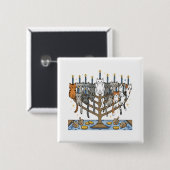 Lustiger Hanukkah Meowzel Katzen Menorah Button (Vorne & Hinten)