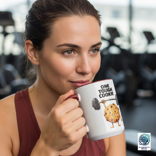 Lustiger harter Keks hebt Hantelstange Tasse