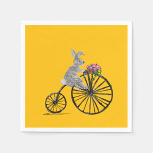 Lustiger Hase auf einem Fahrrad Serviette