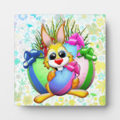 Lustiger Hase beißt ein Osterei Fotoplatte (Vorderseite)