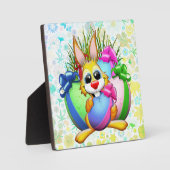 Lustiger Hase beißt ein Osterei Fotoplatte (Vorderseite)