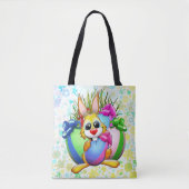 Lustiger Hase beißt ein Osterei Tasche (Vorderseite)