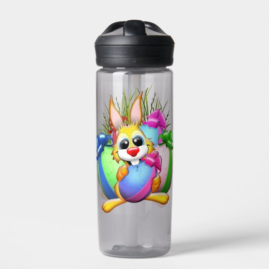 Lustiger Hase beißt ein Osterei Trinkflasche (Vorderseite)