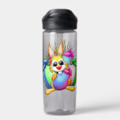 Lustiger Hase beißt ein Osterei Trinkflasche (Rückseite)