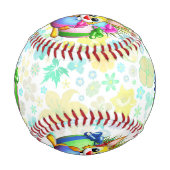 Lustiger Hase beißt in ein Osterei Baseball (Vorderseite)