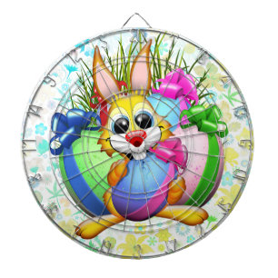 Lustiger Hase beißt in ein Osterei Dartscheibe