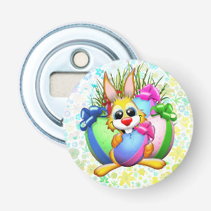 Lustiger Hase beißt in ein Osterei Flaschenöffner