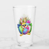 Lustiger Hase beißt in ein Osterei Glas (Rückseite)