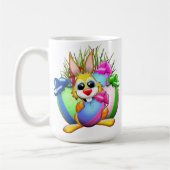 Lustiger Hase beißt in ein Osterei Kaffeetasse (Links)