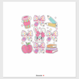 Lustiger Hase Coquette Schleife Kaninchen Lehrer O Aufkleber