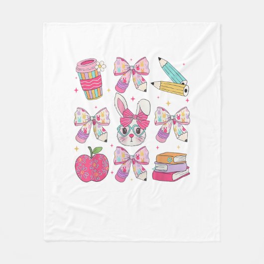 Lustiger Hase Coquette Schleife Kaninchen Lehrer O Fleecedecke (Vorderseite)