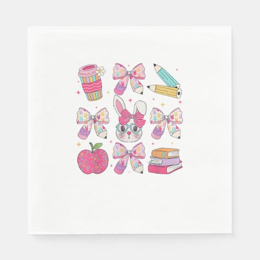 Lustiger Hase Coquette Schleife Kaninchen Lehrer O Serviette (Vorderseite)