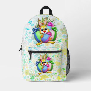 Lustiger Hase, der ein Osterei beißt Bedruckter Rucksack