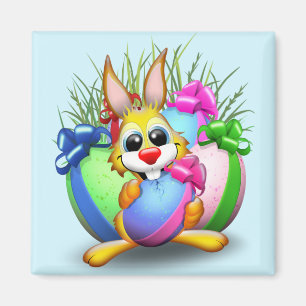 Lustiger Hase, der ein Osterei beißt Magnet