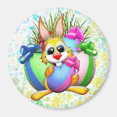 Lustiger Hase, der ein Osterei beißt Magnet (Vorne)