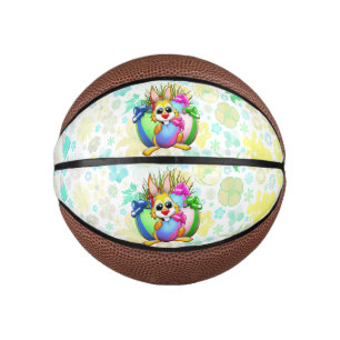Lustiger Hase, der ein Osterei beißt Mini Basketball