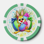 Lustiger Hase, der ein Osterei beißt Pokerchips (Vorderseite)