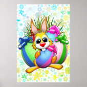 Lustiger Hase, der ein Osterei beißt Poster (Vorne)