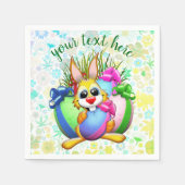 Lustiger Hase, der ein Osterei beißt Serviette (Vorderseite)