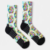 Lustiger Hase, der ein Osterei beißt Socken (Rechts)