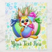 Lustiger Hase, der ein Osterei beißt Weinetikett (Einzelnes Label)