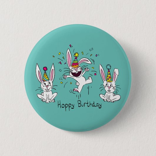Lustiger Hase Geburtstag Kinder Button (Vorderseite)