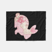 Lustiger Hase Herz Blumen-Patchwork-Hase Frohe Ost Fleecedecke (Vorderseite (Horizontal))