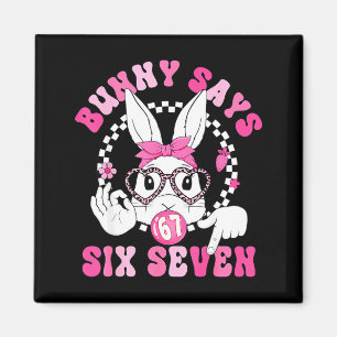 Lustiger Hase sagt sechs sieben Ostertag 67 Meme M Magnet