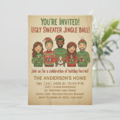 Lustiger hässlicher Pullover Jingle Ball Retro Wei Einladung (Stehend Vorderseite)