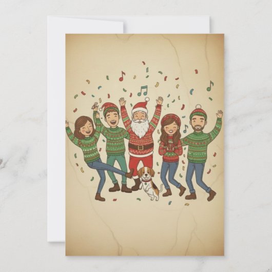 Lustiger hässlicher Pullover Jingle Ball Retro Wei Einladung (Rückseite)