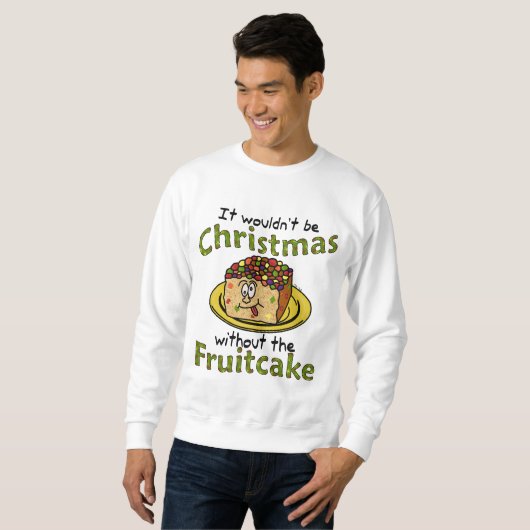 Lustiger hässlicher WeihnachtsCartoon-Fruchtkuchen Sweatshirt (Vorne ganz)