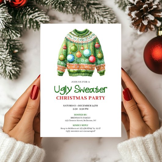Lustiger hässlicher Weihnachtspullover Einladung z